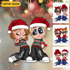 New Release - Y2K Couple Personalized Acrylic Christmas Ornament, Christmas Gift for Him for Her