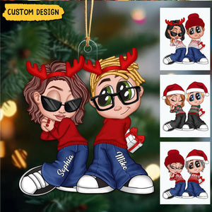 New Release - Y2K Couple Personalized Acrylic Christmas Ornament, Christmas Gift for Him for Her