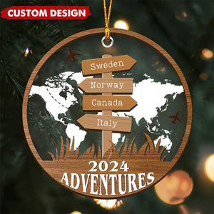 Personalized Travel Adventure Ornament, Custom Traveling Destination - Gift for Travelers - New Release
