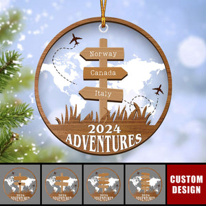 Personalized Travel Adventure Ornament, Custom Traveling Destination - Gift for Travelers - New Release