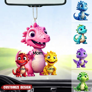 Personalized Dinosaur Mom/Grandma And Kids Acrylic Car Ornament