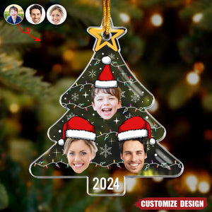 New Release Custom Face Christmas Tree With Led Light Funny Family - Personalized Acrylic Photo Ornament