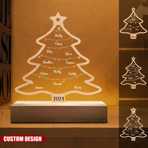 New Release - Wish You A Wonderful Christmas - Personalized Acrylic LED Night Light - Gift For Family Members