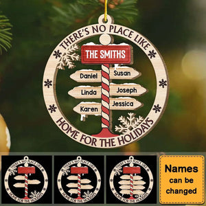 Personalized Home for the Holidays North Pole Wood Circle Ornament - New Release