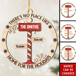 Personalized Home for the Holidays North Pole Wood Circle Ornament - New Release