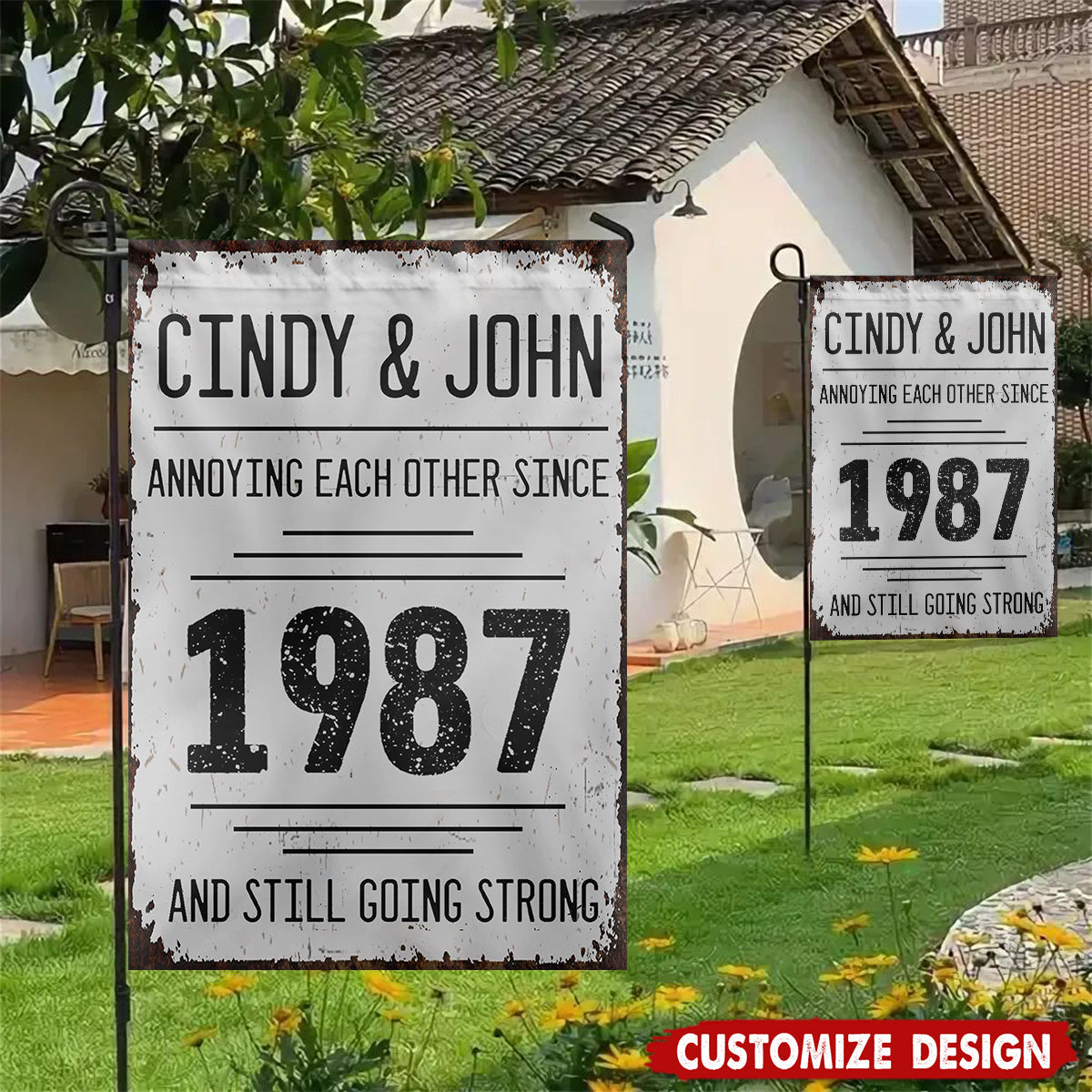 Annoying Each Other Since And Still Going Strong Personalized Flag - Gift For Couples