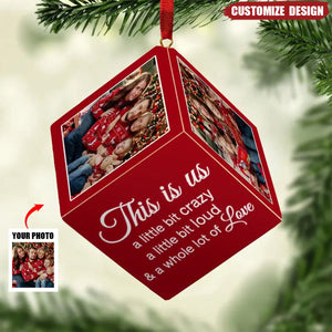 New Release Custom Photo Every Christmas, I Wrap My Family In Love! - Family Personalized Wooden Cube Ornament - Christmas Gift For Family Members