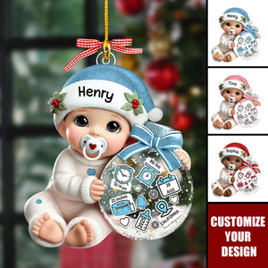 Baby Beside Christmas Bauble 3D Effect Personalized Acrylic Ornament