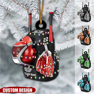 Personalized Baseball Bag with Helmet & Gloves Christmas Ornament, Gift For Baseball Lovers - New Release