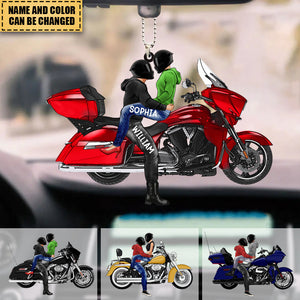 Personalized Riding Couple Acrylic Car Hanging Ornament - Gifts for Motorcycle lovers