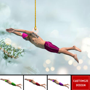 Personalized Swimming Christmas Ornament Gift For Swimmer - New Release