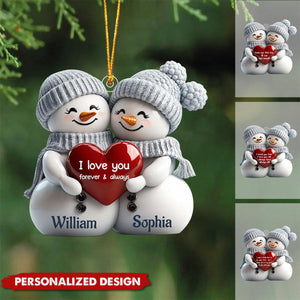 New Release Couple Snowman First Christmas - Personalized Acrylic Ornament