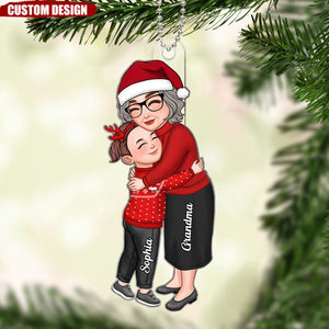 Grandma & Grandkid Hugging Christmas Gift For Granddaughter Grandson Personalized Acrylic Ornament - New Release