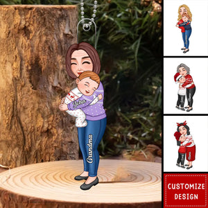 Grandma & Grandkid Hugging Christmas Gift For Granddaughter Grandson Personalized Acrylic Ornament - New Release