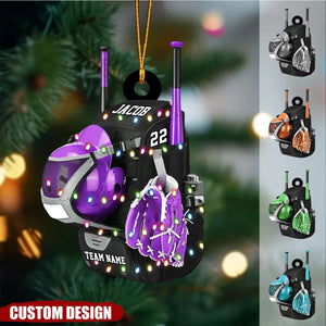 Personalized Baseball Bag with Helmet & Gloves Christmas Ornament, Gift For Baseball Lovers - New Release