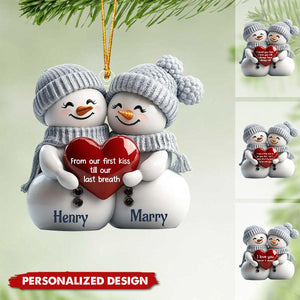 New Release Couple Snowman First Christmas - Personalized Acrylic Ornament