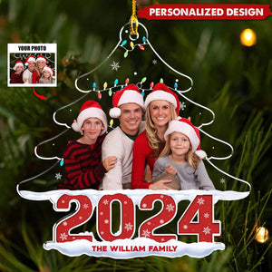 New Release Family Photo Christmas Tree - Personalized Custom Acrylic Ornament