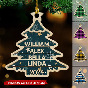 New Release Family Name Christmas Tree-Personalized Wood Ornament