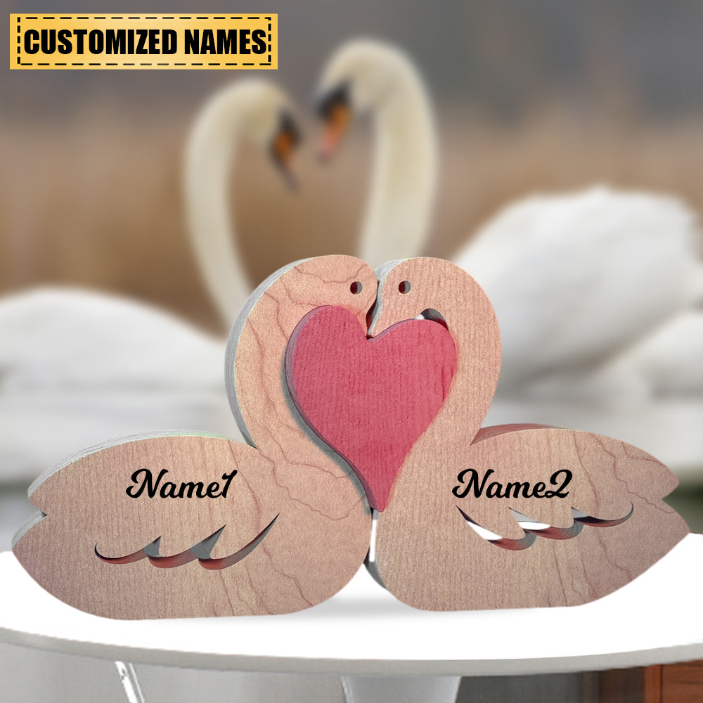 Personalized Swan Couple Wooden Art Puzzle- Gift For Couple