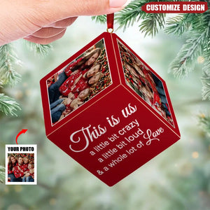 New Release Custom Photo Every Christmas, I Wrap My Family In Love! - Family Personalized Wooden Cube Ornament - Christmas Gift For Family Members