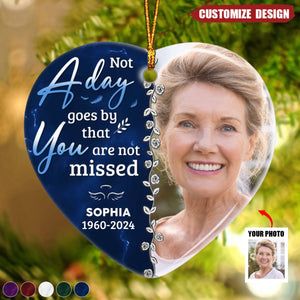 Custom Photo Forever In Our Hearts -  Personalized Ceramic Ornament - Christmas Gift, Sympathy Gift For Family Members- New Release