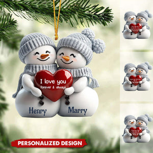 New Release Couple Snowman First Christmas - Personalized Acrylic Ornament