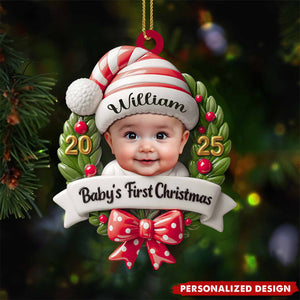 Baby's First Christmas, Baby and Christmas Wreath, Gift For Family and Babies