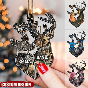 Hunting Couple - Personalized Wood Ornament - Christmas Gift For Couple, Wife, Husband, Hunting Lover