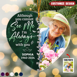 Custom Photo Forever In Our Hearts -  Personalized Ceramic Ornament - Christmas Gift, Sympathy Gift For Family Members- New Release