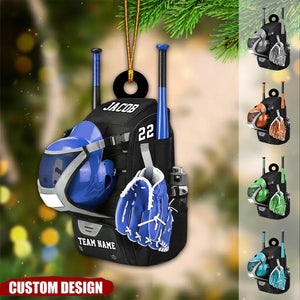 Personalized Baseball Bag with Helmet & Gloves Christmas Ornament, Gift For Baseball Lovers - New Release