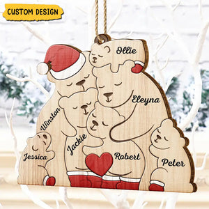 New Release - Christmas Bear Family - Personalized Wooden Ornament