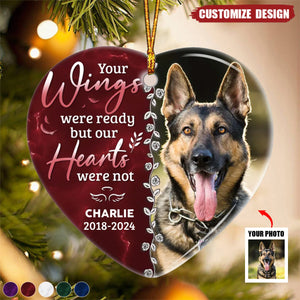 Custom Photo Forever In Our Hearts -  Personalized Ceramic Ornament - Christmas Gift, Sympathy Gift For Family Members- New Release