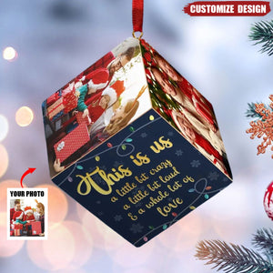 New Release Custom Photo Every Christmas, I Wrap My Family In Love! - Family Personalized Wooden Cube Ornament - Christmas Gift For Family Members