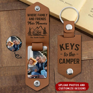 Custom Photo Keys To The Camper - Gift For Camping Lovers - Personalized Leather Photo Keychain