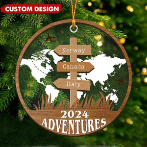 Personalized Travel Adventure Ornament, Custom Traveling Destination - Gift for Travelers - New Release