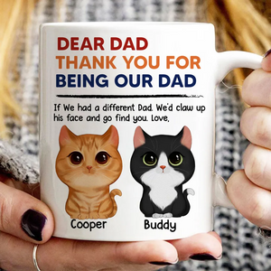 Thanks For Being Our Dad Watercolor Cute Cats Retro Personalized Mug