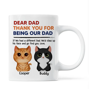 Thanks For Being Our Dad Watercolor Cute Cats Retro Personalized Mug