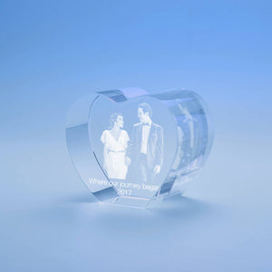Personalized Custom Photo engraved Heart Shape Crystal