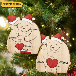 New Release - Christmas Bear Family - Personalized Wooden Ornament