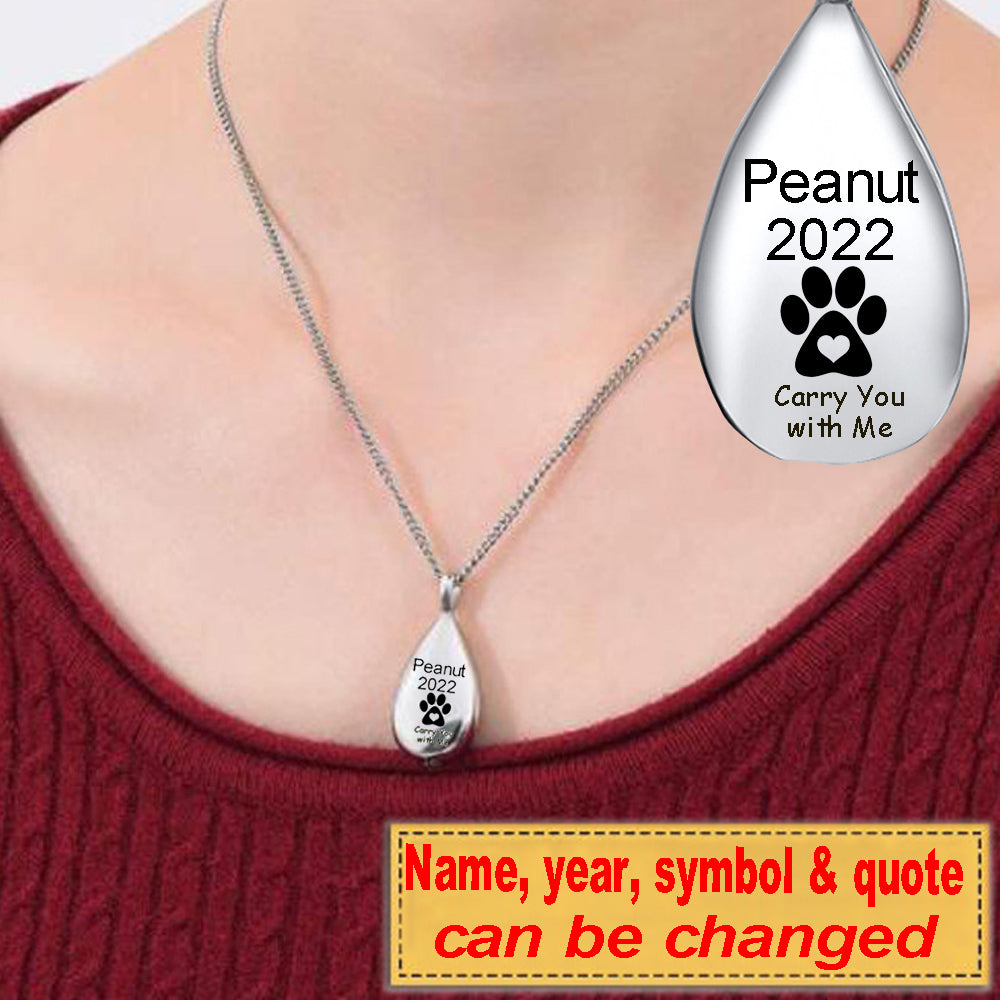 Teardrop Shaped Custom Necklace Urn - Memorial Pendant for Pets Family Member Loss