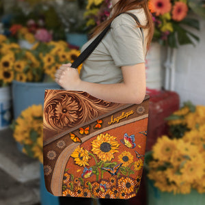 Personalized Sunflower All Over Tote Bag