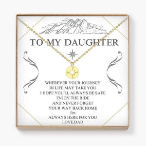 Dad To Daughter Compass Necklace - Enjoy Your Ride