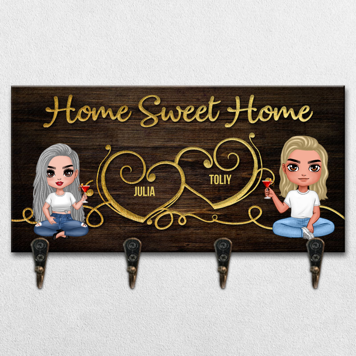 Home Sweet Home - Anniversary Gifts, Gift For Couples, Husband Wife - Personalized Key Hanger