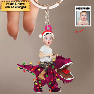 Personalized Dinosaurs Christmas Ornament / Keychain - Gift For Kids/Newborn Baby