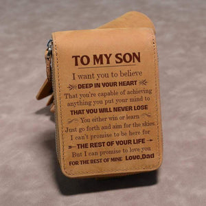 Dad To Son - Genuine Premium Leather Zipper Card Wallet