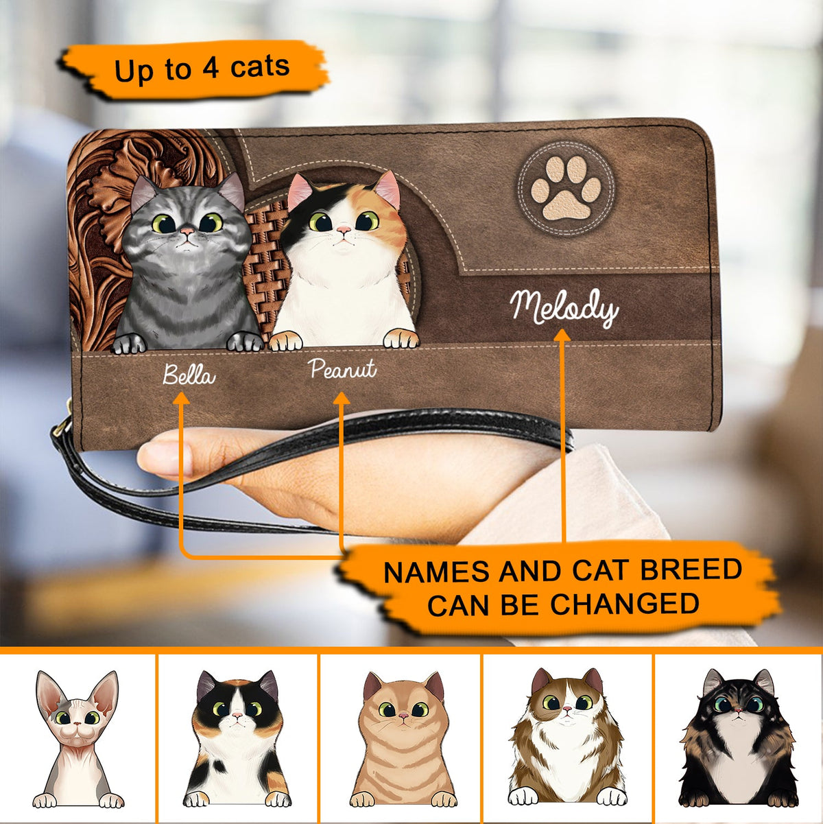 Cat Personalized Clutch Purse