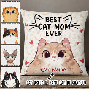 Personalized Best Cat Mom Ever Pillow