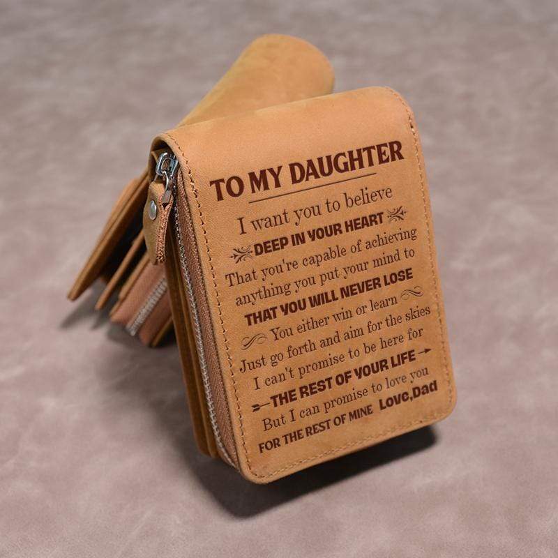 Dad To Daughter - Genuine Premium Leather Zipper Card Wallet