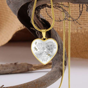 Personalized Photo Heart Pendant Necklace - Memorial Mom/Dad Custom Photo Necklace - The Day I Lost You ... I Miss You So Much