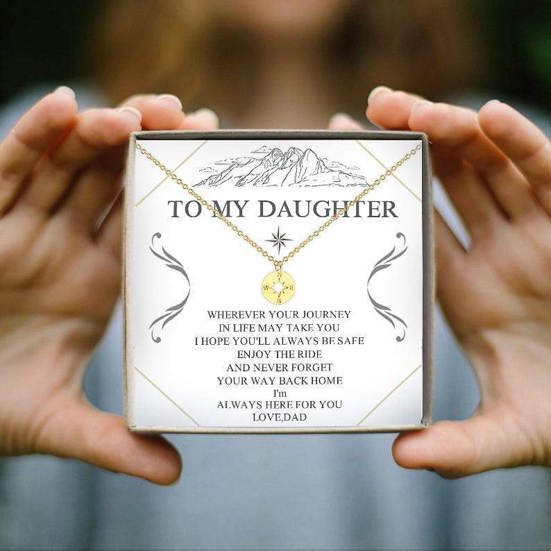 Dad To Daughter Compass Necklace - Enjoy Your Ride